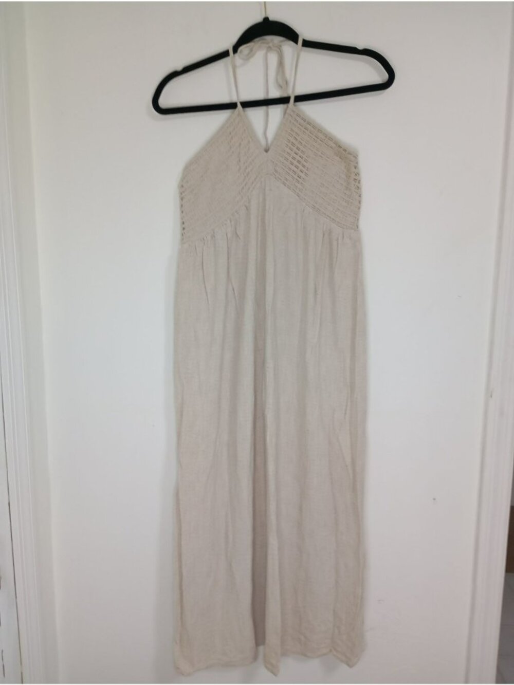 Tiffosi Beige Halter Maxi Dress Crochet Detail Size S Womens Casual Summer Wear - Picture 2 of 9